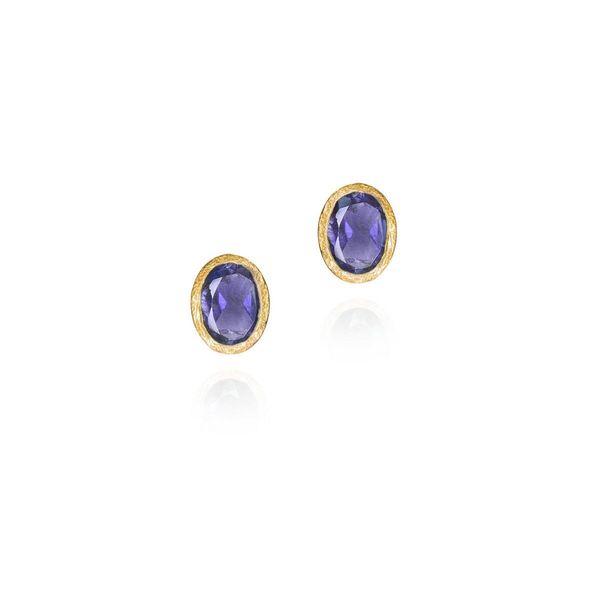 Sapphire stud earrings in sterling silver with 18k gold vermeil William Jeffrey's, Ltd. Mechanicsville, VA