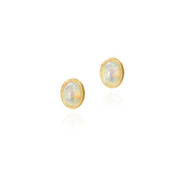 Opal stud earrings in sterling silver with 18k gold vermeil William Jeffrey's, Ltd. Mechanicsville, VA