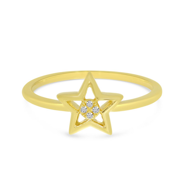 14K Yellow Gold Small Diamond Star Ring Woelk's House of Diamonds Russell, KS