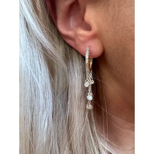 Heera Moti Diamond Hoop Fringe Earrings Image 2 Woelk's House of Diamonds Russell, KS
