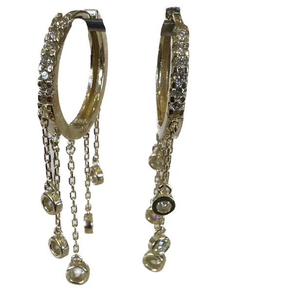 Heera Moti Diamond Hoop Fringe Earrings Woelk's House of Diamonds Russell, KS