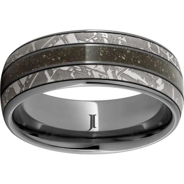 Tungsten  Dinosaur Bone Grey Meteorite Ring Woelk's House of Diamonds Russell, KS