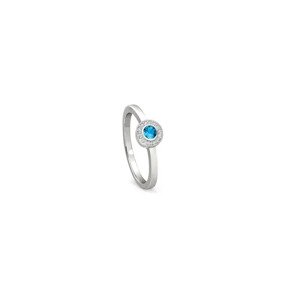 Sterling Silver Ring With Round Simulated Blue Topaz Woelk's House of Diamonds Russell, KS