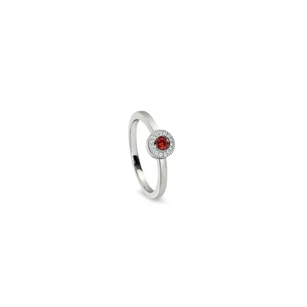 Sterling Silver Ring with Round Simulated Garnet Woelk's House of Diamonds Russell, KS