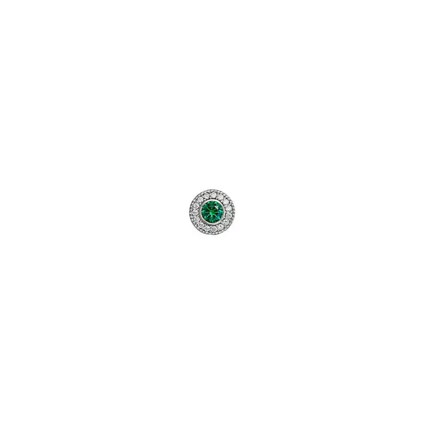 Sterling Silver Charm with Round Simulated Emerald Woelk's House of Diamonds Russell, KS