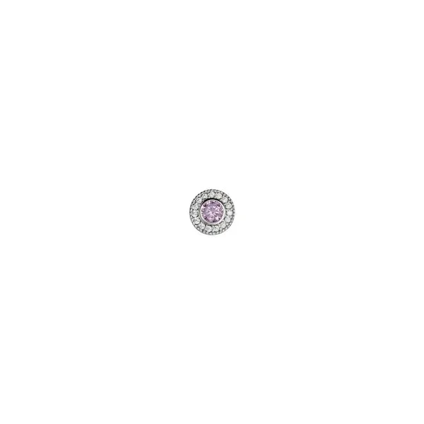 Sterling Silver Charm with Round Simulated Pink Sapphire Woelk's House of Diamonds Russell, KS