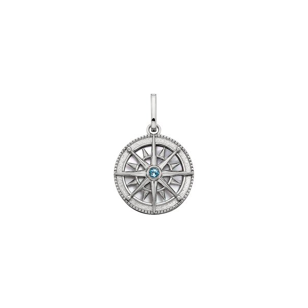 Mother of Pearl & Blue Topaz Compass Charm Woelk's House of Diamonds Russell, KS