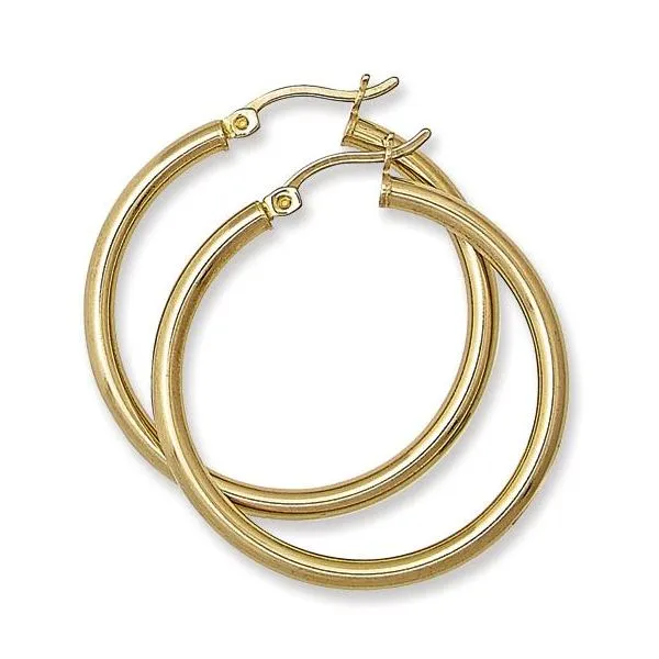 Lady's Yellow Sterling Silver Medium Hoop Earrings Woelk's House of Diamonds Russell, KS