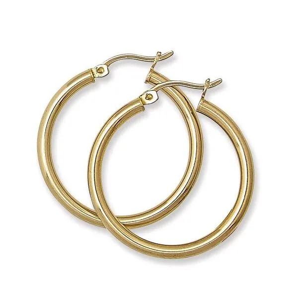 Lady's Yellow Sterling Silver Medium Hoop Earrings Woelk's House of Diamonds Russell, KS
