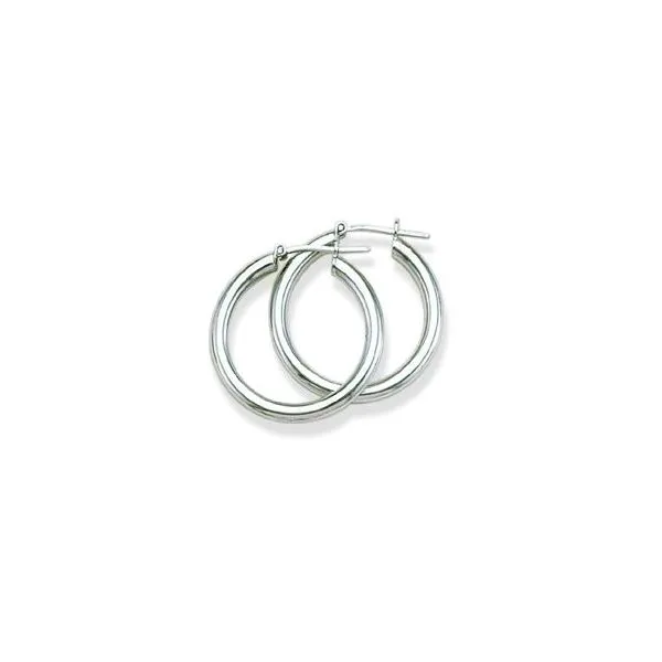 Lady's White Sterling Silver Medium Hoop Earrings Woelk's House of Diamonds Russell, KS