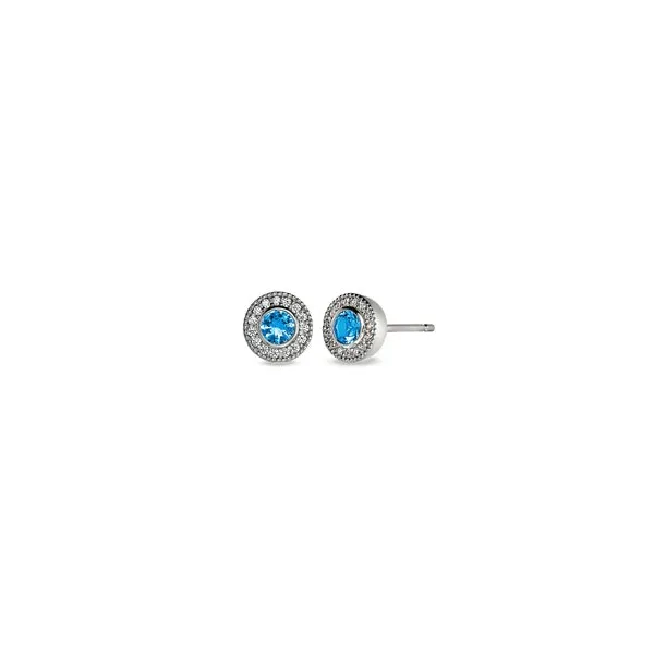 Sterling Silver Earrings With Round Simulated Blue Topaz Woelk's House of Diamonds Russell, KS