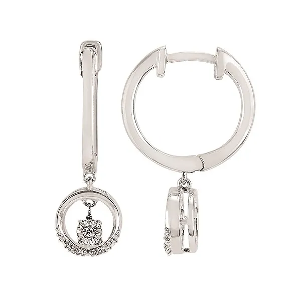 Shimmering Diamonds® Circle Drop Earrings With .03 Ctw. Diamonds In Sterling Silver Woelk's House of Diamonds Russell, KS