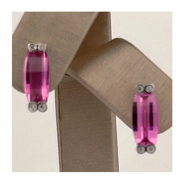 Created Pink Saphire Pink Earrings Woelk's House of Diamonds Russell, KS