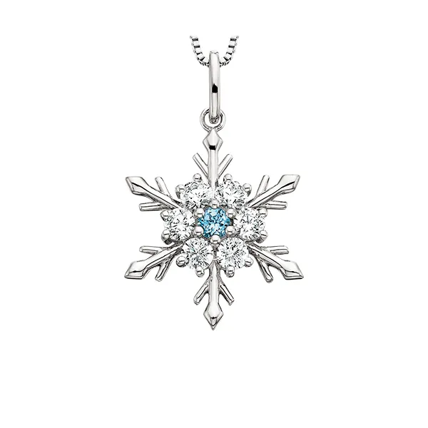 Berco - Sterling Silver Blue & White Topaz Snowflake Pendant Woelk's House of Diamonds Russell, KS
