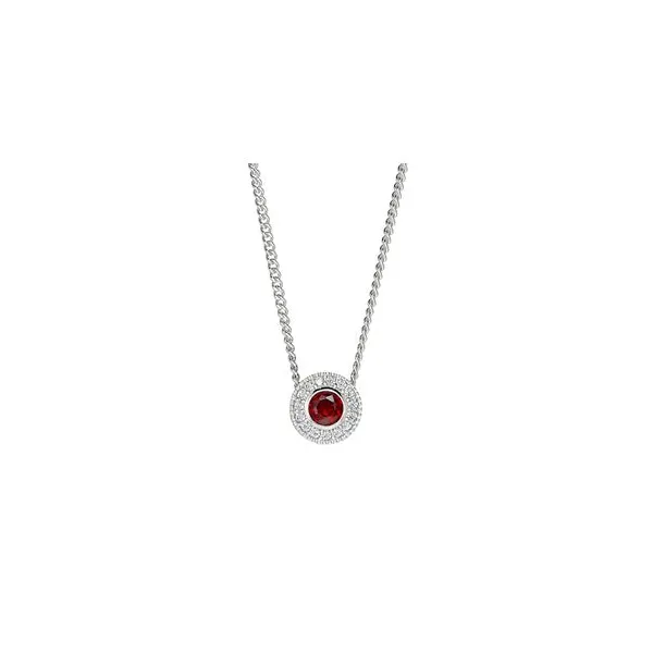 Silver Pendent With Round Simulated Garnet Birthstone Woelk's House of Diamonds Russell, KS