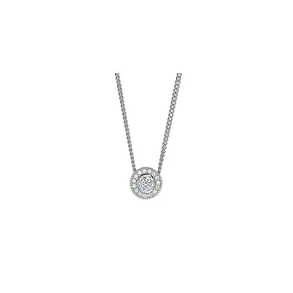 Silver Sterling Pendant With Round Simulated Diamond Woelk's House of Diamonds Russell, KS