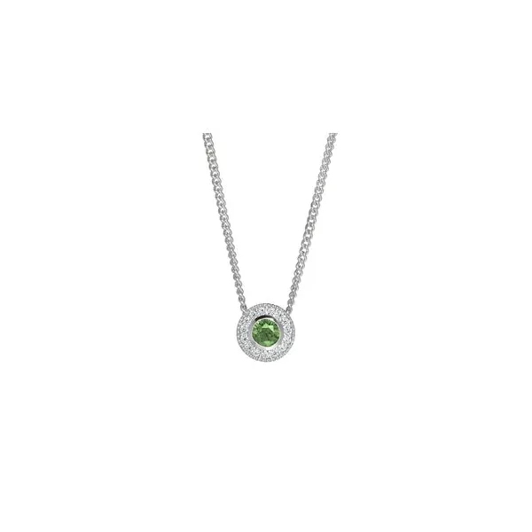 Sterling Silver Pendant Round Simulated Peridot Birthstone Woelk's House of Diamonds Russell, KS