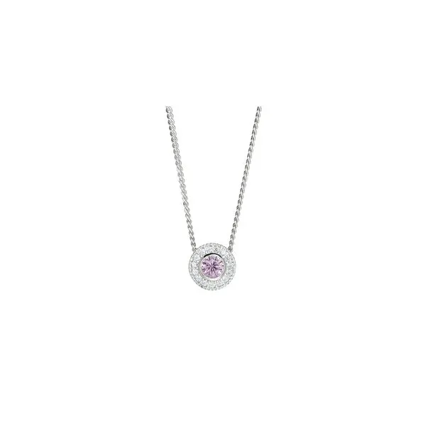 Sterling Silver Pendant With Round Simulated Pink Sapphire Birthstone Woelk's House of Diamonds Russell, KS