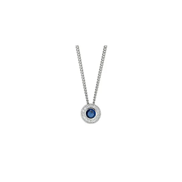 Silver Pendant With Round Simulated Sapphire Birthstone Woelk's House of Diamonds Russell, KS