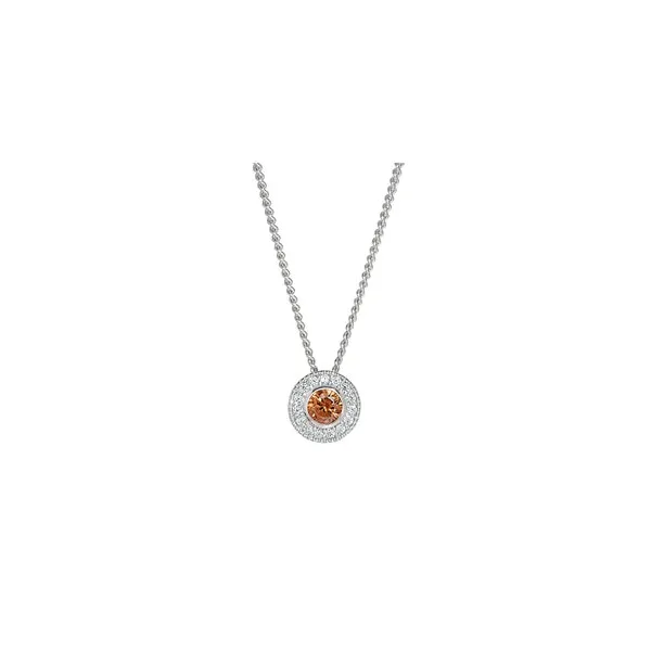Sterling Silver Pendant With Round simulated Citrine Birhtstone Woelk's House of Diamonds Russell, KS
