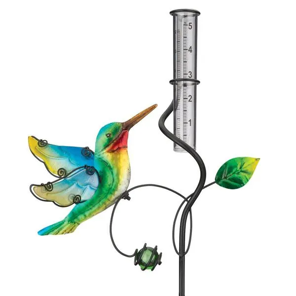 RAIN GAUGE STAKE - HUMMINGBIRD Woelk's House of Diamonds Russell, KS
