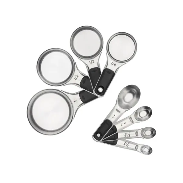 8 PIECE STAINLESS STEEL MEASURING CUPS AND SPOONS SET Woelk's House of Diamonds Russell, KS