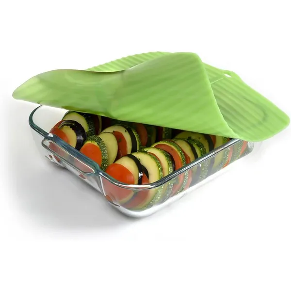 Charles Viancin - Banana Leaf Silicone Lid for Food Storage and Cooking - 10''x10''/25x25cm - Airtight Seal on Any Smooth Rim Surface - BPA-Free - Ove Image 2 Woelk's House of Diamonds Russell, KS
