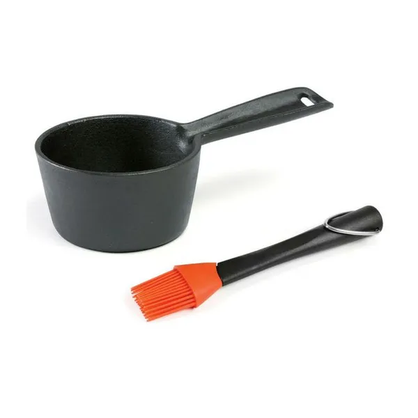 CAST IRON SAUCE POT & BASTING BRUSH SET
