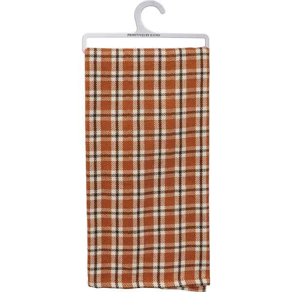Kitchen Towel - Oragne Plaid Woelk's House of Diamonds Russell, KS