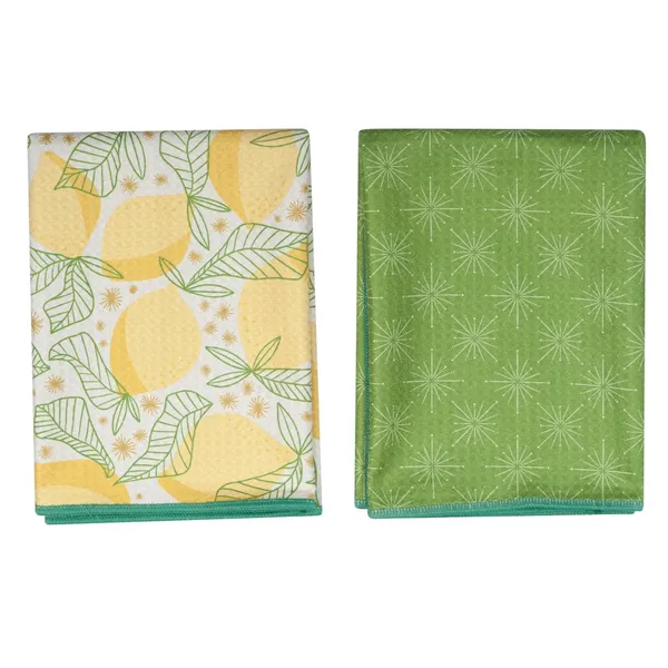 Double Duty Towel (Set of 2) Reversible - RJW Lemon Sparkel Lemon DD Yellow Woelk's House of Diamonds Russell, KS