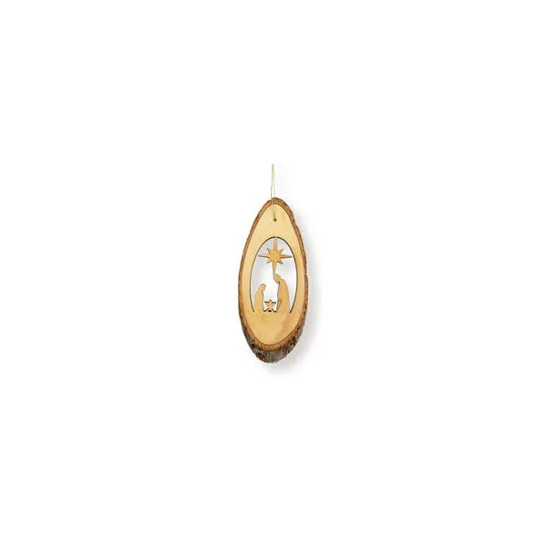 Live Edge Slice Ornament - Nativity with Star Woelk's House of Diamonds Russell, KS