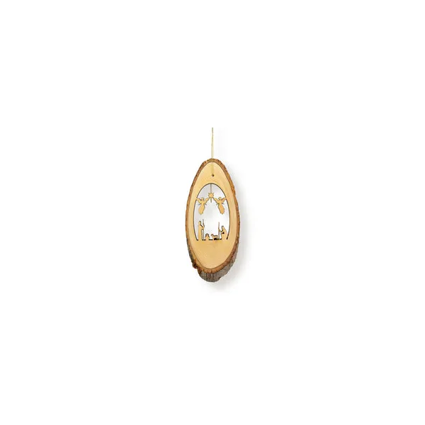 Live Edge Slice Ornament - Shepherds with Angels Woelk's House of Diamonds Russell, KS