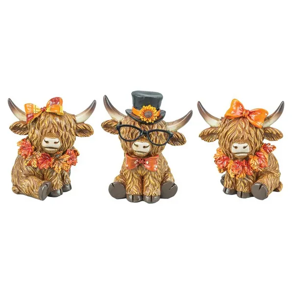 Harvest Highland Cow Tabletop 3 Asst - Your Choice Woelk's House of Diamonds Russell, KS