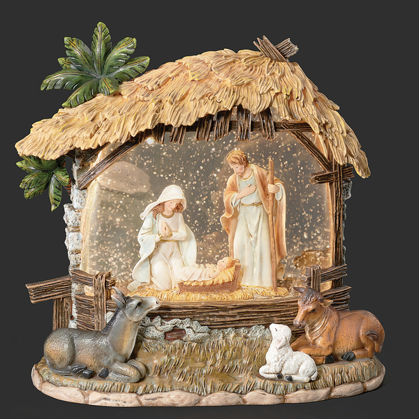 Confetti Lites Lighted Swirl Holy Family in Stable with Animals Woelk's House of Diamonds Russell, KS
