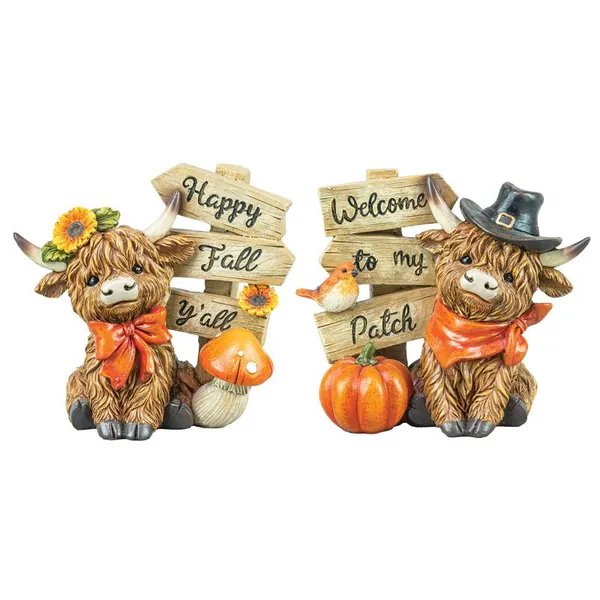 Signpost Harvest Highland Cow 2 Asst Woelk's House of Diamonds Russell, KS