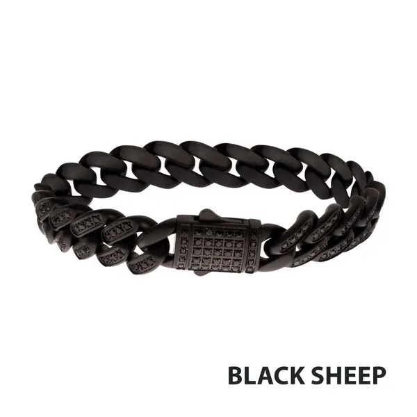 12mm Matte Black Cuban Bracelet with CNC-set Black Spinel Stones Woelk's House of Diamonds Russell, KS