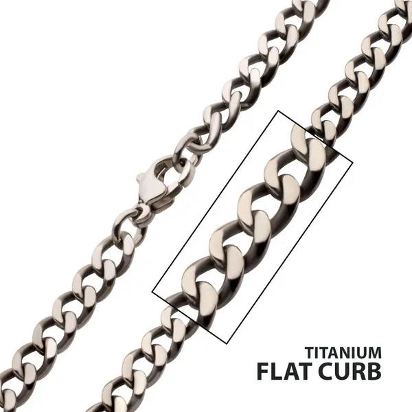 4.35mm Titanium Flat Curb Chain Necklace with Lobster Clasp Woelk's House of Diamonds Russell, KS