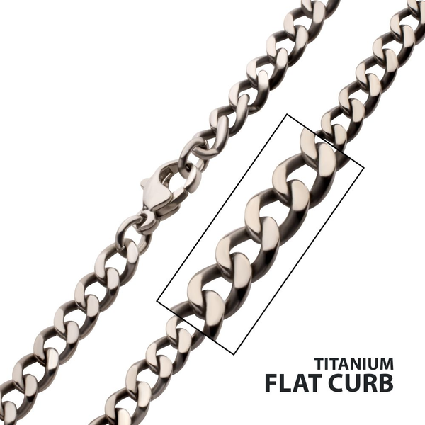 4.35mm Titanium Flat Curb Chain Necklace with Lobster Clasp Woelk's House of Diamonds Russell, KS