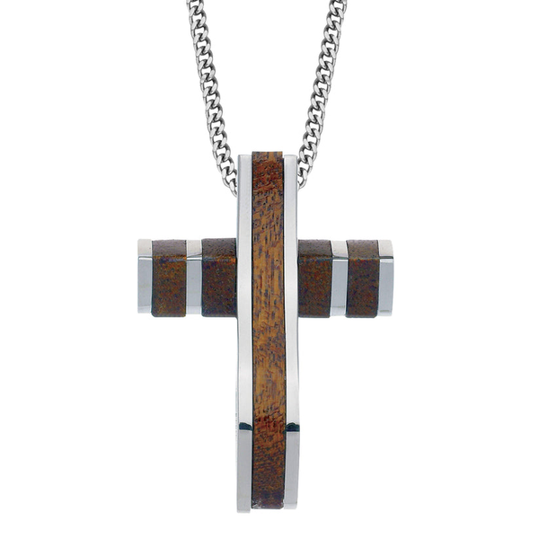 Men's Stainless Cross w/Wood Woelk's House of Diamonds Russell, KS