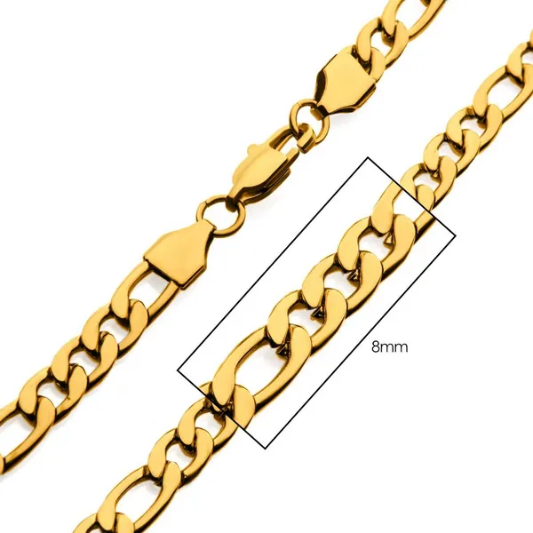 8mm 18Kt Gold IP Figaro Chain Necklace Woelk's House of Diamonds Russell, KS