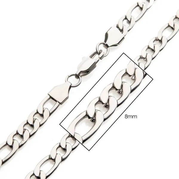 8mm Steel Figaro Chain Necklace Woelk's House of Diamonds Russell, KS