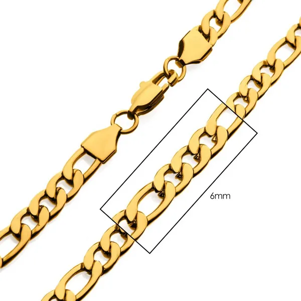 6mm 18Kt Gold IP Figaro Chain Necklace Woelk's House of Diamonds Russell, KS
