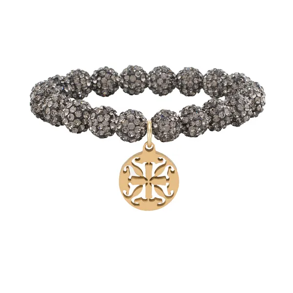 EMERSON SHAMBALLA BEADED BRACELET - PEWTER