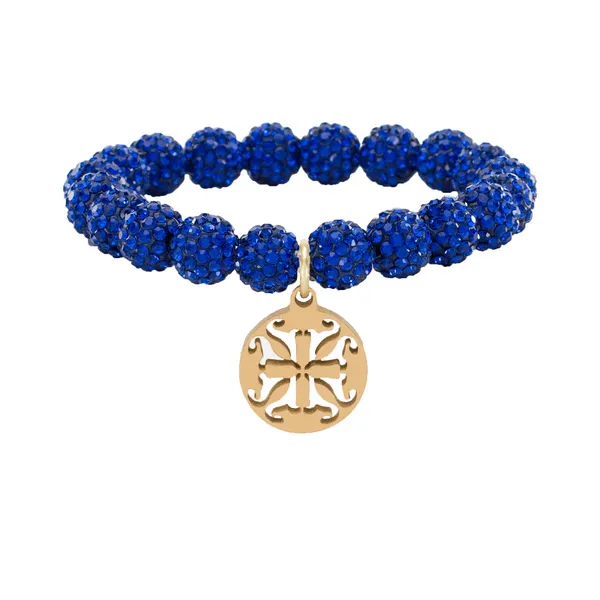 EMERSON SHAMBALLA BEADED BRACELET - COBALT