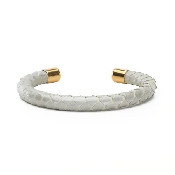 SHEILA SNAKESKIN CUFF BRACELET - SILVER