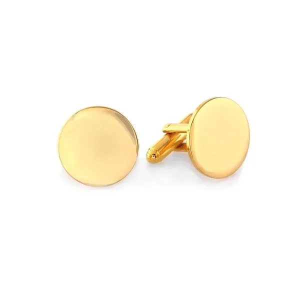 Gold Finish Round Polished Cufflinks Young Jewelers Jasper, AL