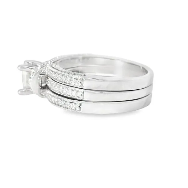 14K White Gold 1.35 Carat tw Diamond Princess Engagement ...
