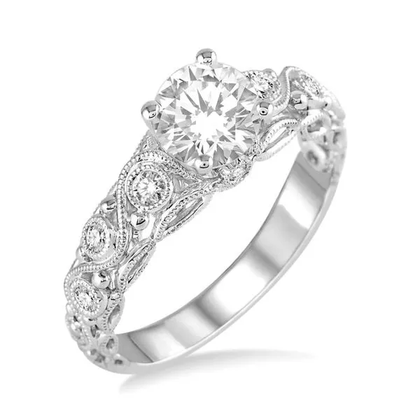 White Gold Diamond Scroll Engagement Ring