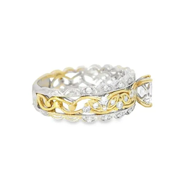 14K Two Tone 1 Carat tw Emerald Cut Diamond Ring
