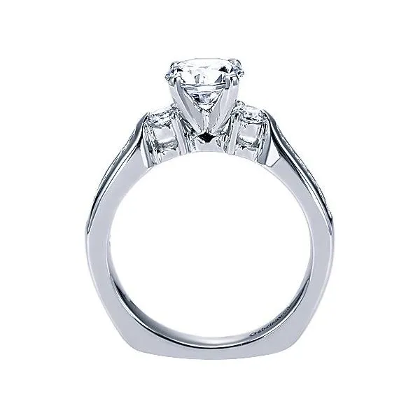 14K White Gold 3 Stone Diamond Engagement Ring